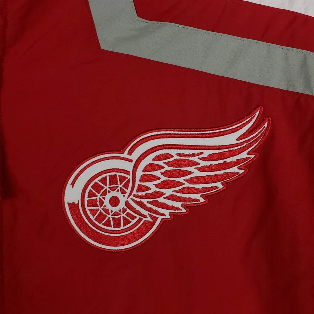 Detroit Red Wings Mitchell & Ness NHL‎ Large Jacket Embroidery Logos Maroon New